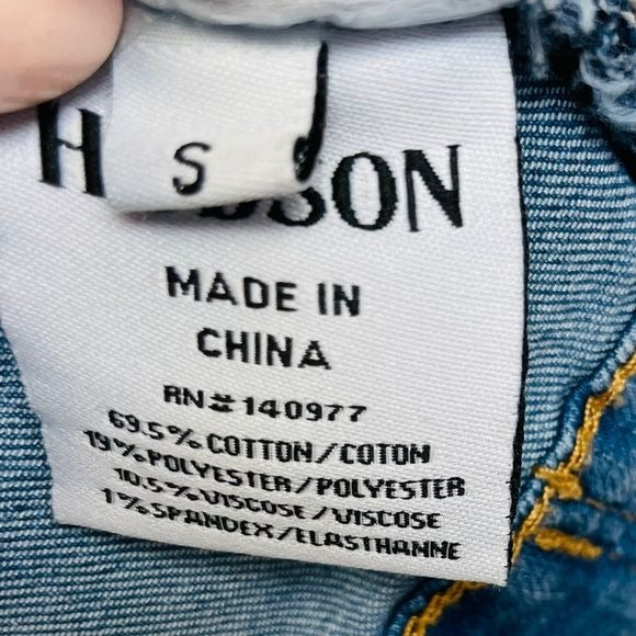 Hudson Acid Wash Distressed Denim Jean Jacket Vest