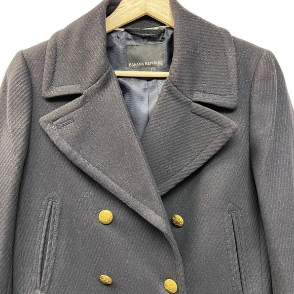 Banana Republic wool Navy Peacoat with Gold Buttons