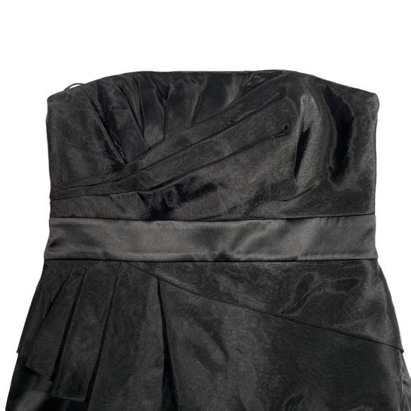White House Black Market Black Strapless Satin Taffeta Pencil Sheath Dress