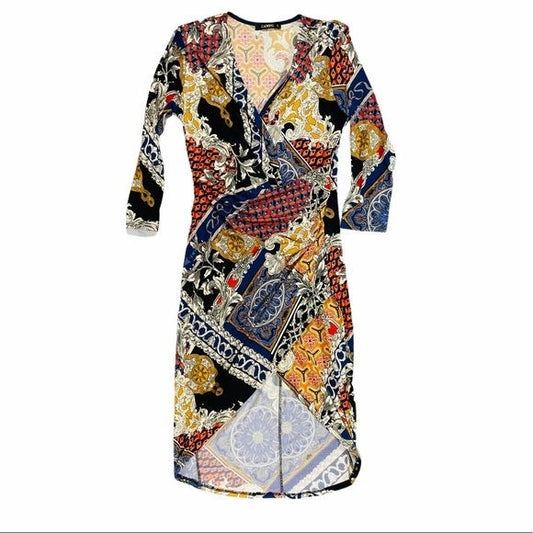 Cameo Multi Color Bodycon Wrap Dress