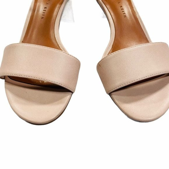 Charles & Keith Open Toe Pink Heels with Gold Heel