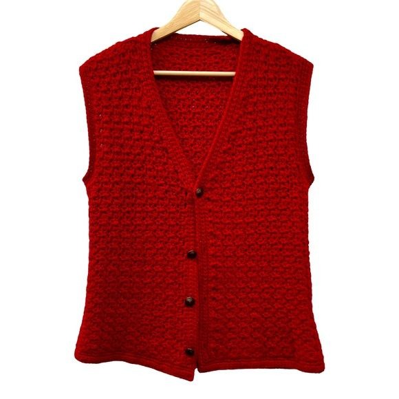 Handmade Vintage 80’s Red Knit Sweater Vest