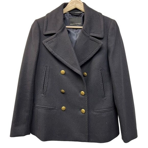 Banana Republic wool Navy Peacoat with Gold Buttons