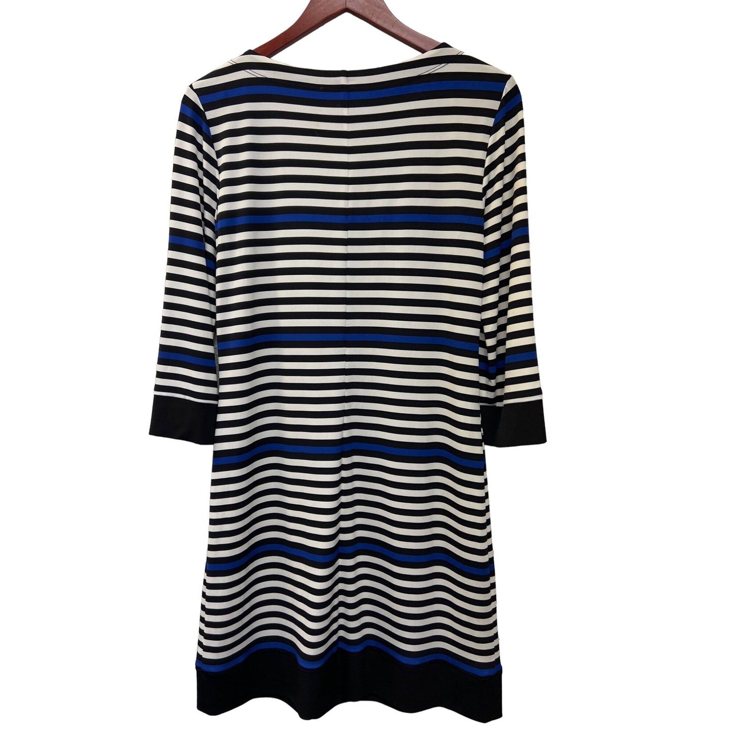 Laundry by Design Black White and Blue Striped Shirt Dress