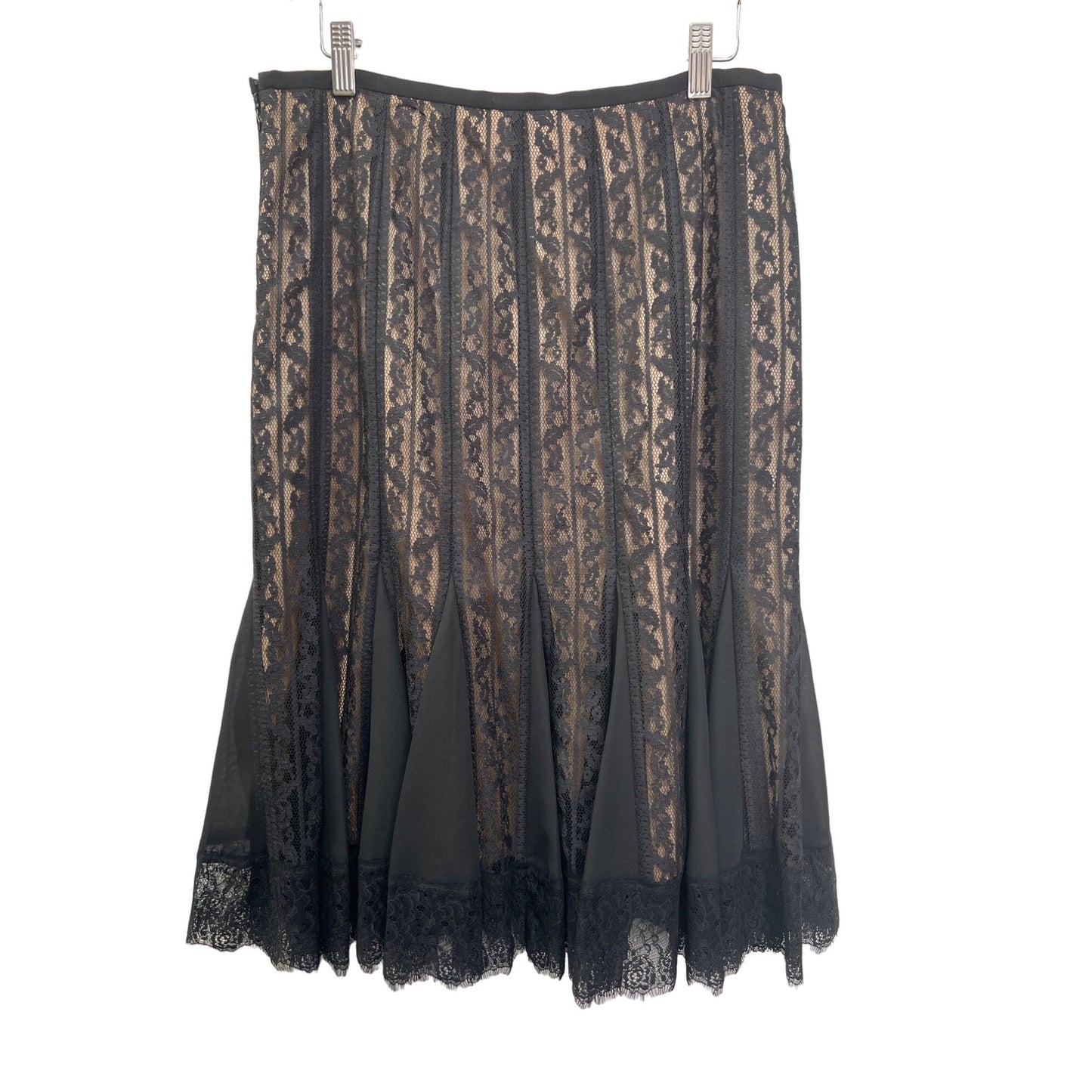 Loft Black Lace Overlay Fit and Flare Skirt