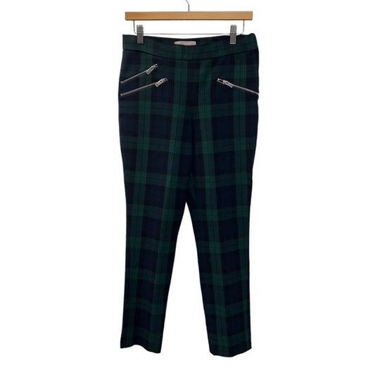 Philosophy Blue and Green Tartan Plaid Skinny Pants with Zipper Pocket