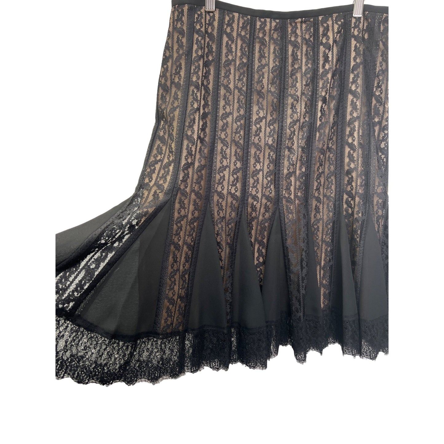 Loft Black Lace Overlay Fit and Flare Skirt