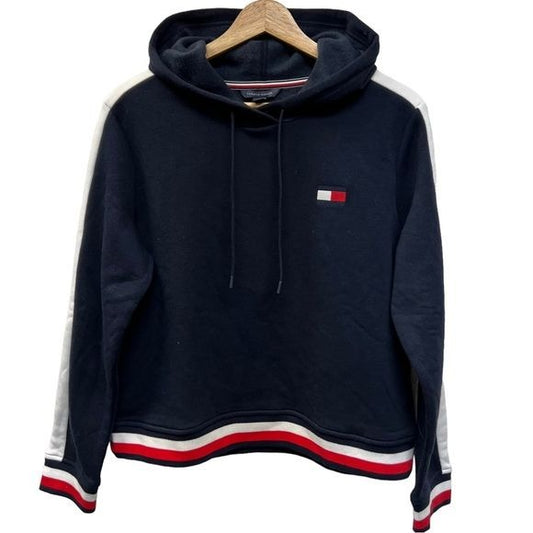 Tommy Hilfiger Navy Hoodie with Red and White Stripe
