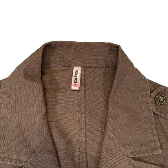 Tempted Brown Cotton Cargo Fitted Blazer