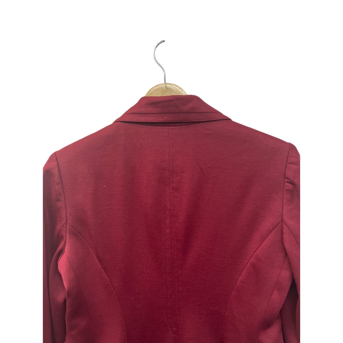 The Limited OBR Wine Red Single Button Blazer with Polka Dot Lining