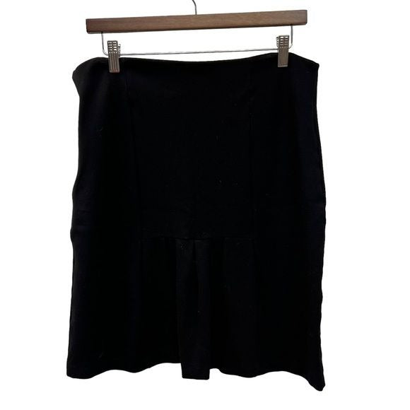 NY Collection Black Knit Pencil Skirt with Ruffle Detail