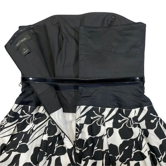 White House Black Market Strapless Floral Corset Dress with Full Skirt
