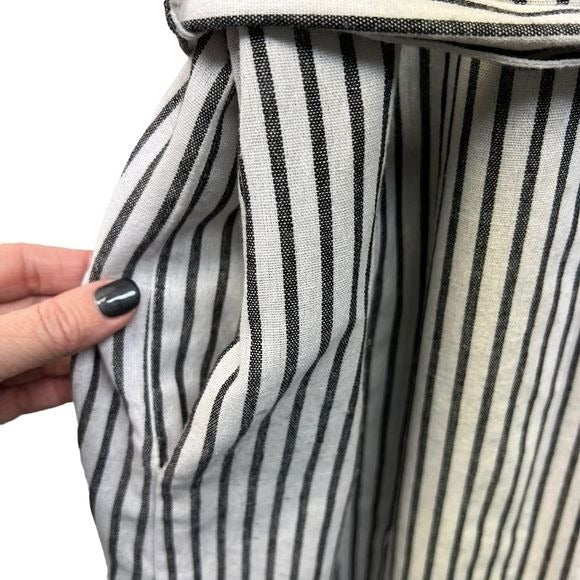 Vernacular Striped Short Sleeve Button Down Shirt Dress