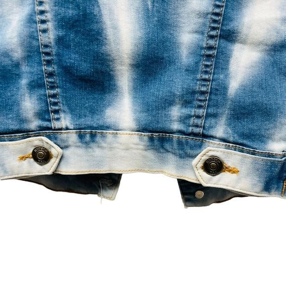Hudson Acid Wash Distressed Denim Jean Jacket Vest