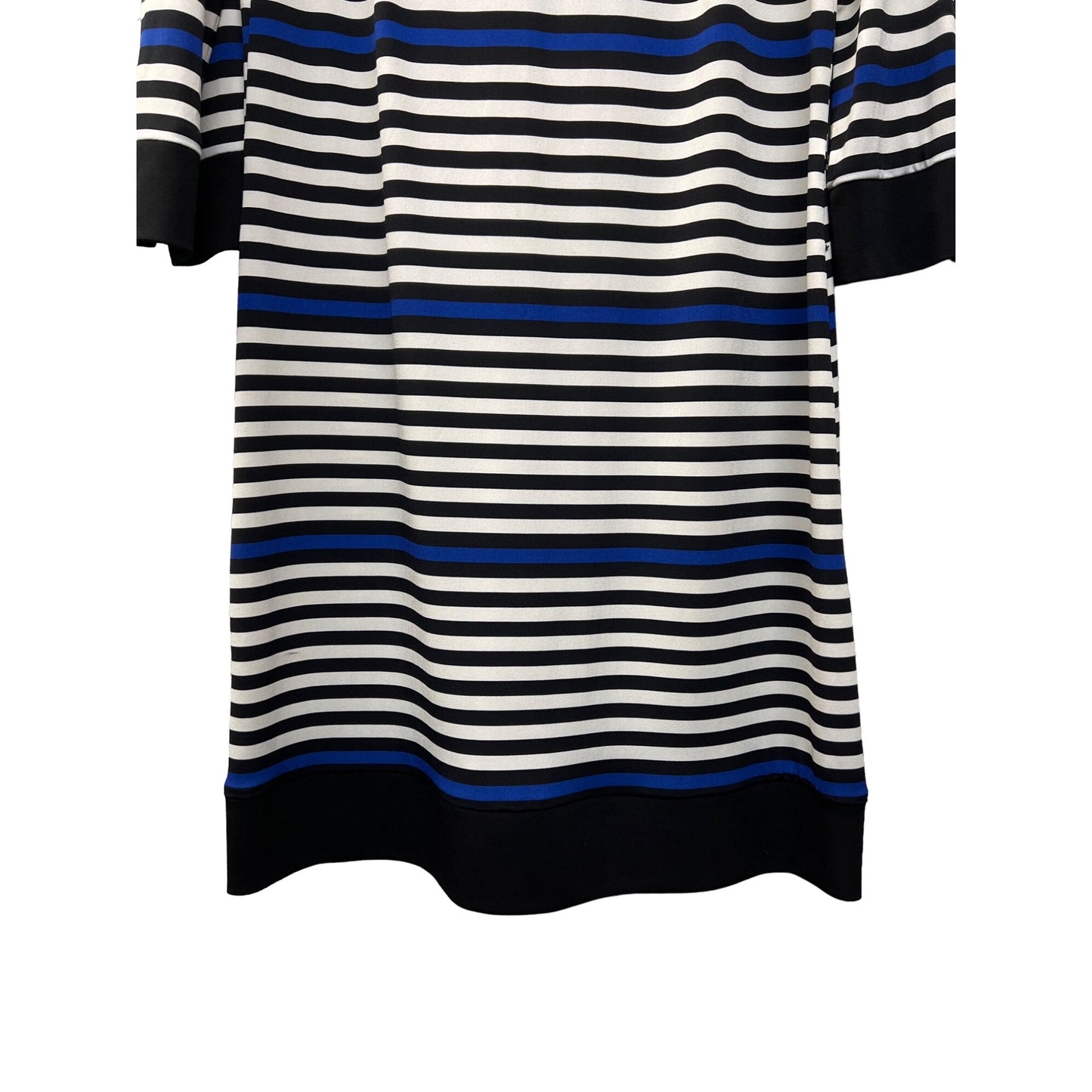 Laundry by Design Black White and Blue Striped Shirt Dress