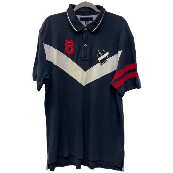 Tommy Hilfiger Custom Fit Navy Polo Shirt with Crest