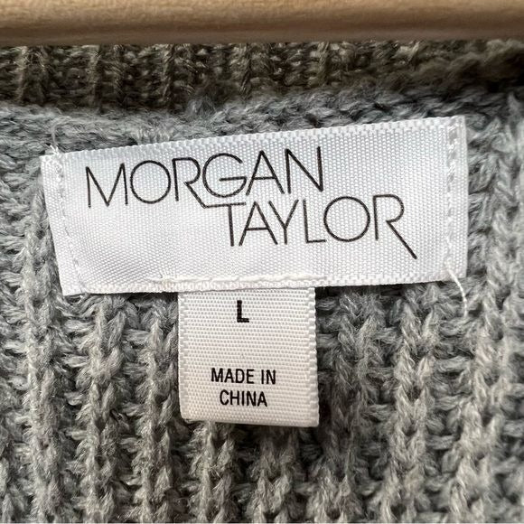 Morgan Taylor Oversized Gray Cardigan with Criss Cross Detail