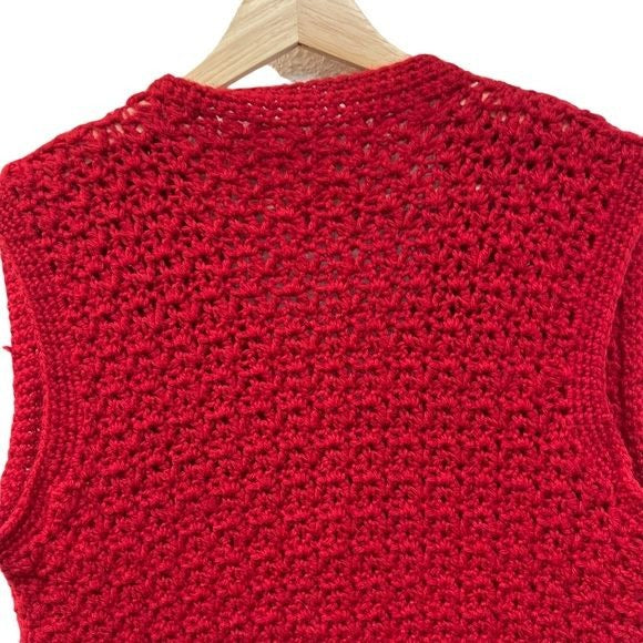 Handmade Vintage 80’s Red Knit Sweater Vest