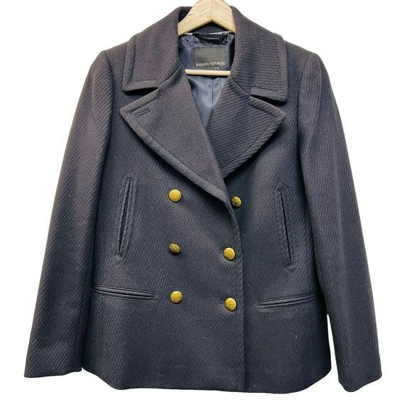 Banana Republic wool Navy Peacoat with Gold Buttons