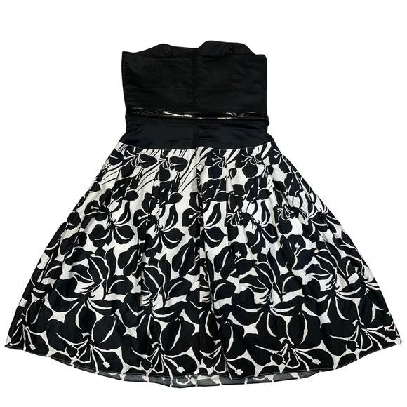 White House Black Market Strapless Floral Corset Dress with Full Skirt