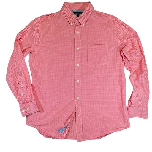 Banana Republic Soft Wash Tailored Slim Fit Pink Gingham Button Down Shirt