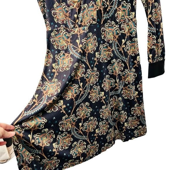 Brooks Brothers Floral A-Line Dress with Cuffs and Collar