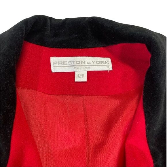 Preston & York Vintage Cropped Double Breasted Red Blazer with Velvet Collar