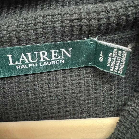 Lauren Ralph Lauren Black Waffle Weave Cowl Neck Sweater