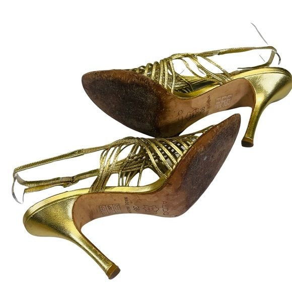 Aldo Gold Metallic Strappy Stiletto Heels