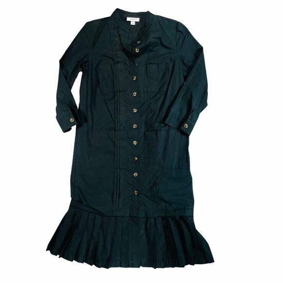Thakoon for Target Black Pleated Drop Waist Shirt Dress